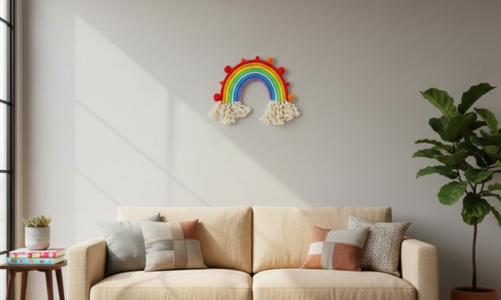 How to Make a Beautiful Macrame Rainbow Wall Hanging (for Beginners) 1 Macrame Rainbow Wall Hanging