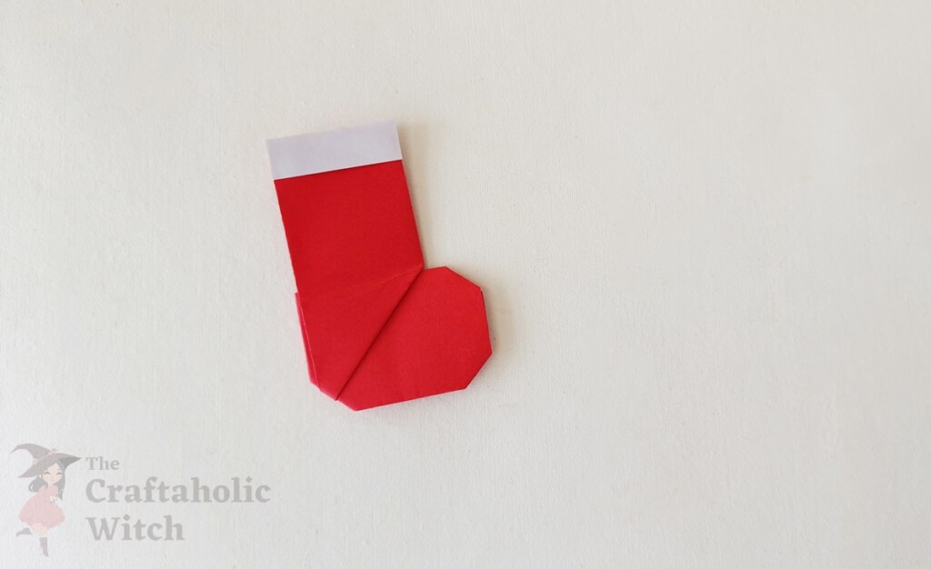 Origami Stocking Step 13 - Easy Origami Gloves and Stockings for Christmas (Video with Step Breakdown)