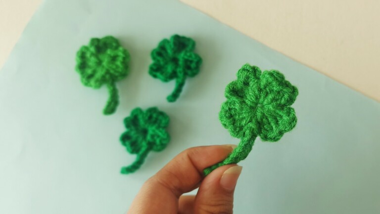 Easy 4 Leaves Crochet Clover Tutorial with Free Pattern