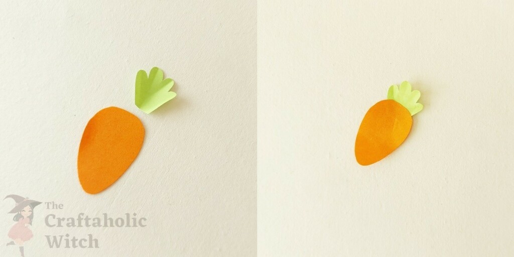 How to Make a Cute Easter Paper Garland (+ Free Template) 6 Orange paper carrot cutout with green top for Easter paper garland