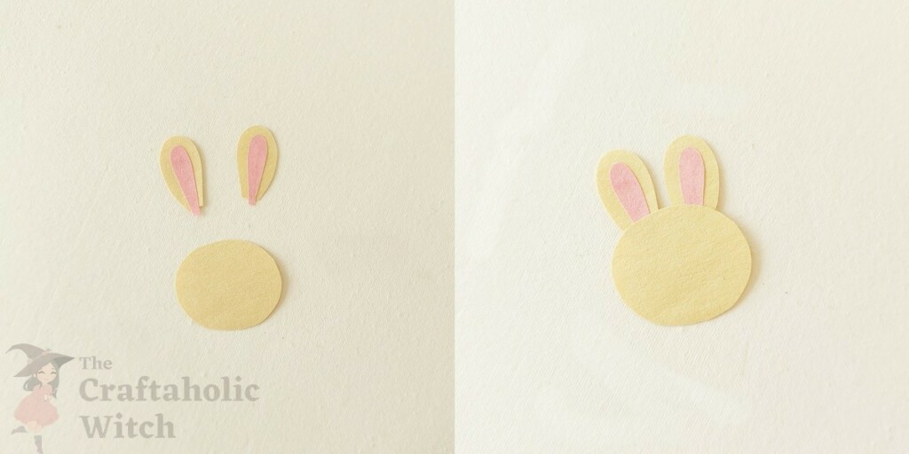 How to Make a Cute Easter Paper Garland (+ Free Template) 7 Assembling paper bunny head with ears for Easter paper garland