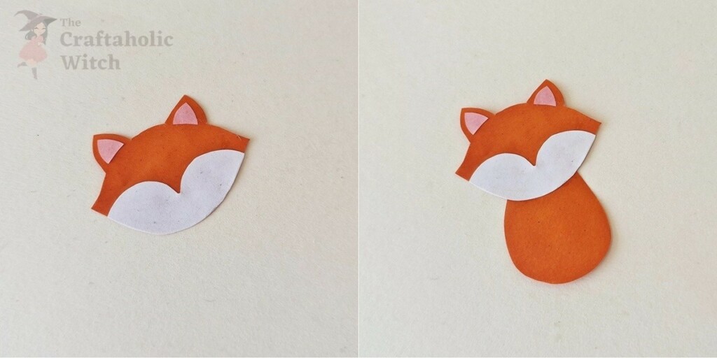 How to Make a Fox Mother’s Day Card (Free Template + Tutorial) 4 Assembling mother fox's head and body from paper cutouts