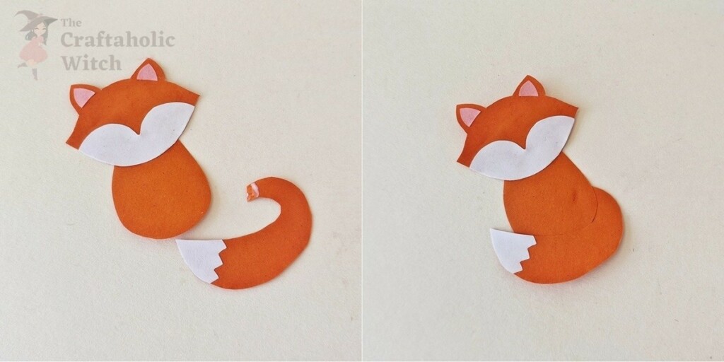 How to Make a Fox Mother’s Day Card (Free Template + Tutorial) 5 Gluing the tail to the back of the paper fox body
