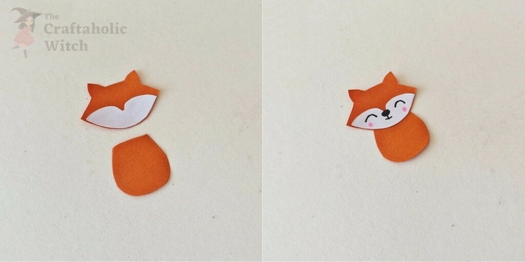 How to Make a Fox Mother’s Day Card (Free Template + Tutorial) 7 Crafting the child fox from cutout paper pieces