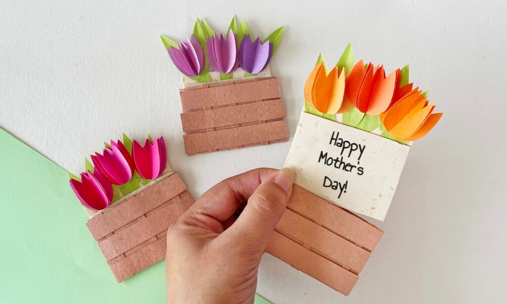 Easy Mother’s Day Card with a Beautiful 3D Tulip Flower Pot (+Free Template) 1 mother's day card