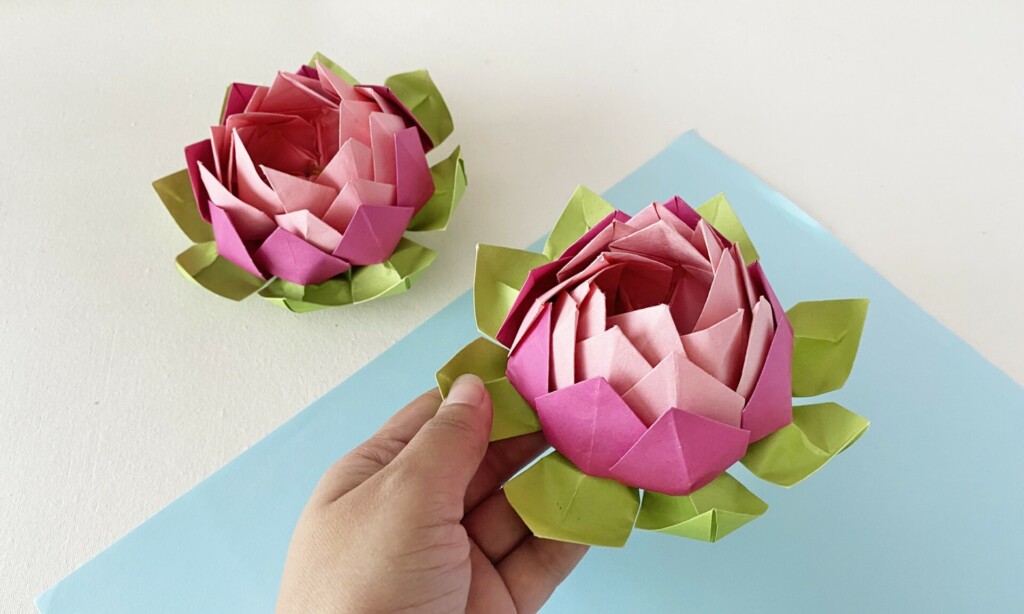Realistic Origami Lotus Flower Tutorial (with Video + Steps) 1 origami lotus cover
