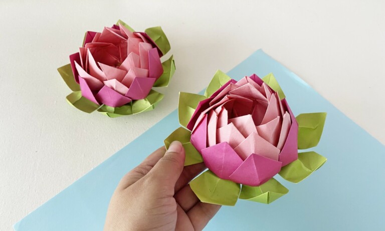 Realistic Origami Lotus Flower Tutorial (with Video + Steps)