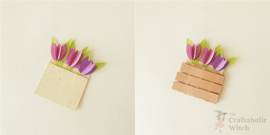 Easy Mother’s Day Card with a Beautiful 3D Tulip Flower Pot (+Free Template) 9 Tulips in Crate Card Step 7 - Easy Mother’s Day Card with a Beautiful 3D Tulip Flower Pot (+Free Template)