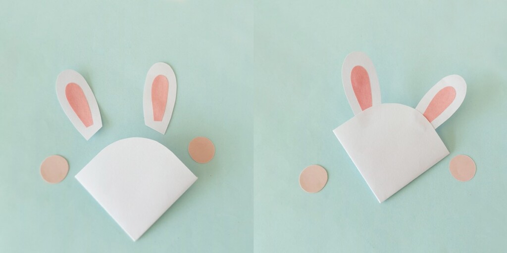 4 Quick & Easy Corner Bookmarks (Free Template + Video) 10 Paper pieces cut for bunny ears and cheeks