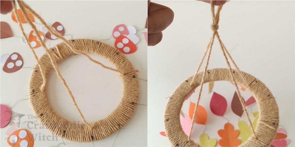 Make a Fall-Themed Hanging Mobile (Free Template + Video Guide) 15 Step 13: Secure the Hanging Yarns