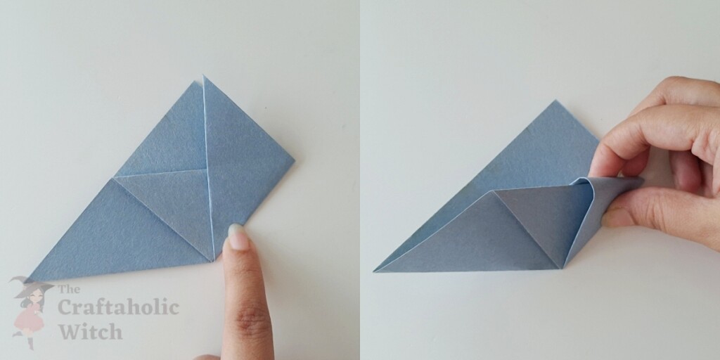 4 Easy Halloween Bookmarks for Kids (Free Template + Video) 7 origami bat steps 5 - 4 Easy Halloween Bookmarks for Kids (Free Template + Video)