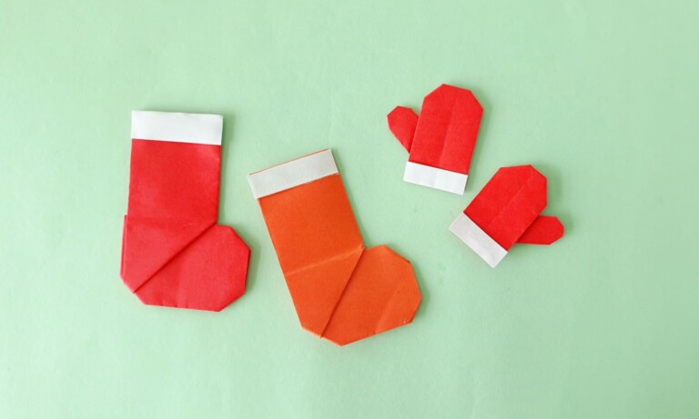 Easy Origami Gloves and Stockings for Christmas (Video with Step Breakdown)
