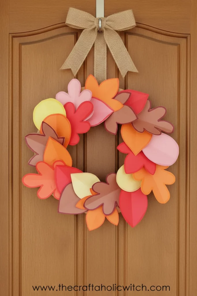 How to Make a Fall Paper Leaf Wreath (+ Free Template) 13 Hang your wreath on your front door