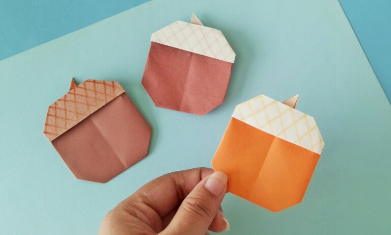 How to Make an Origami Acorn (Video with Easy Folding instructions)
