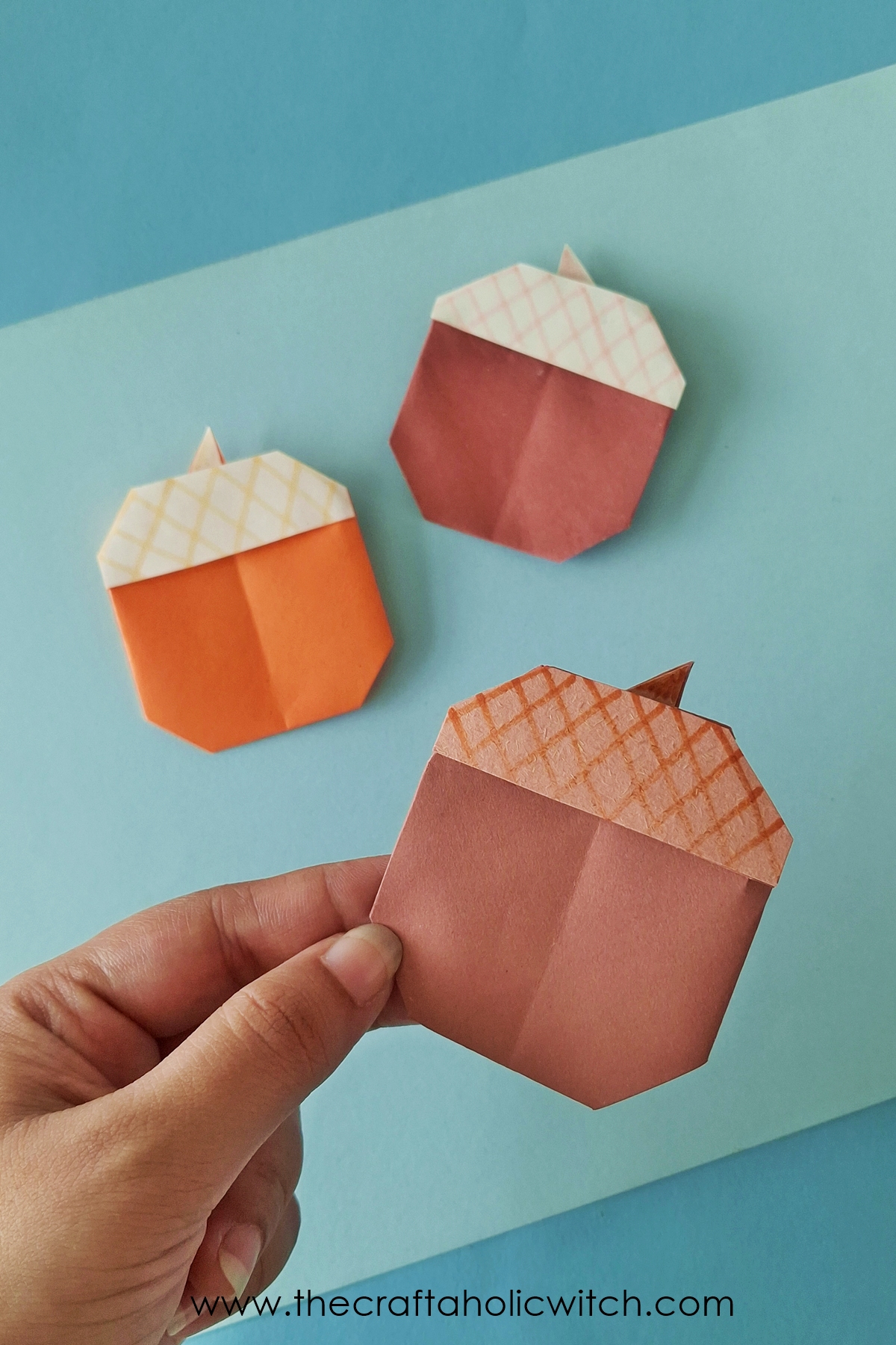 Origami Acorn Long Images 2 - How to Make an Origami Acorn (Video with Easy Folding instructions)
