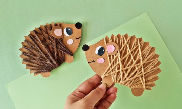 Make a Cute Hedgehog Craft for Kids with Yarn (Free Template Included)