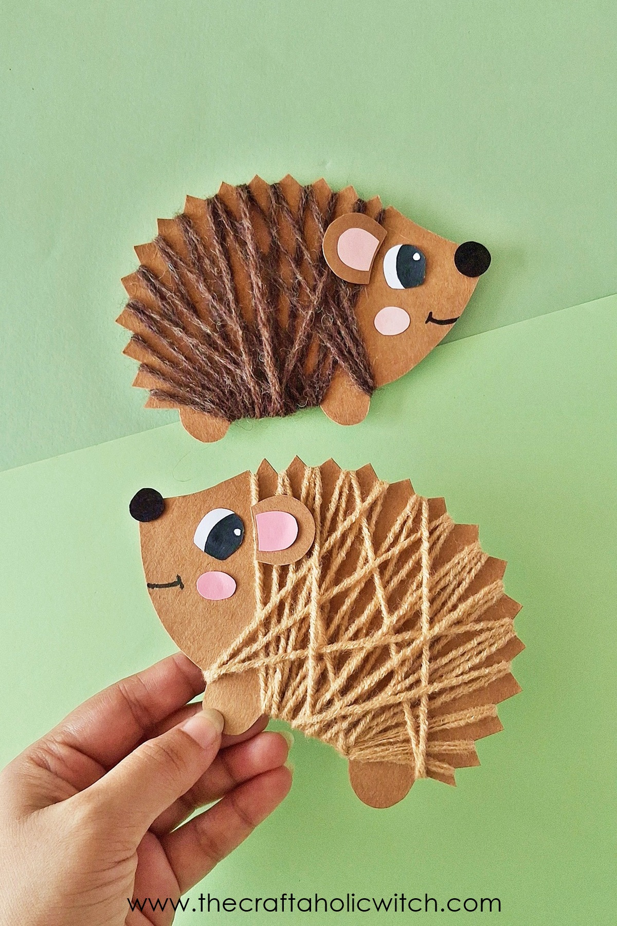 Yarn Wrapped Hedgehog Craft 6 - Make a Cute Hedgehog Craft for Kids with Yarn (Free Template Included)