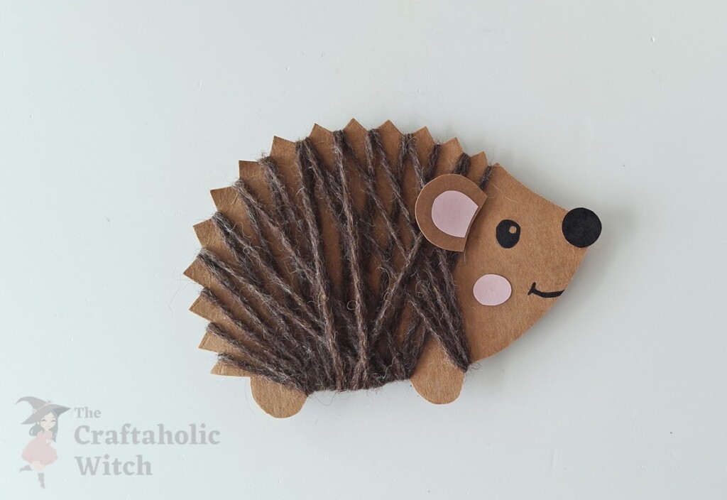 Yarn Wrapped Hedgehog Steps 9 - Make a Cute Hedgehog Craft for Kids with Yarn (Free Template Included)