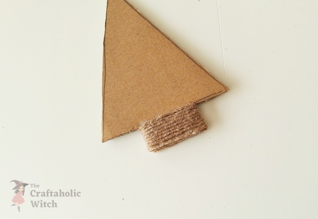 Yarn Wrapped Tree Steps 2 - Easy Yarn Wrapped Christmas Tree Ornament for Kids (Free Template)