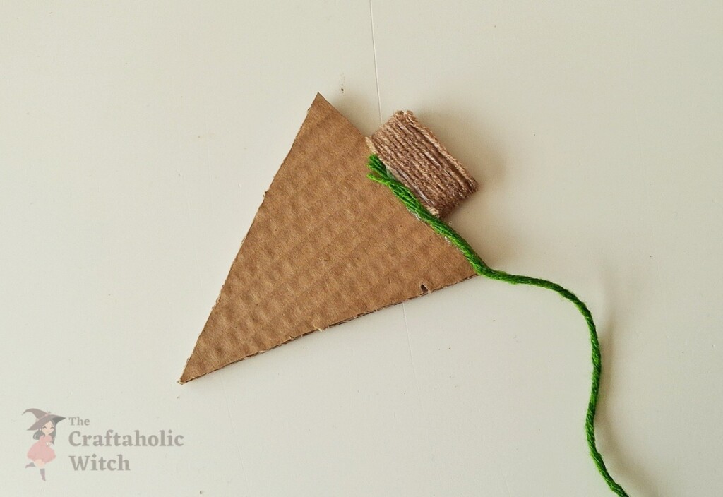 Yarn Wrapped Tree Steps 3 1 - Easy Yarn Wrapped Christmas Tree Ornament for Kids (Free Template)