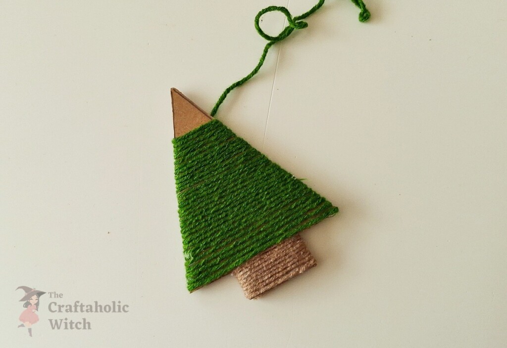 Yarn Wrapped Tree Steps 5 - Easy Yarn Wrapped Christmas Tree Ornament for Kids (Free Template)