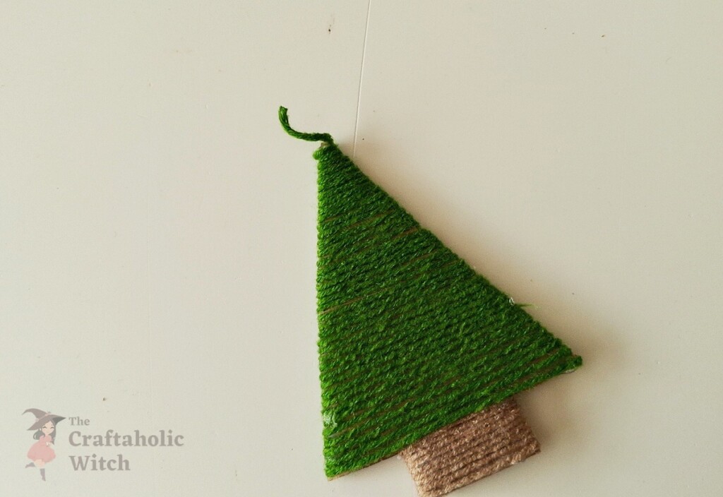 Yarn Wrapped Tree Steps 6 - Easy Yarn Wrapped Christmas Tree Ornament for Kids (Free Template)