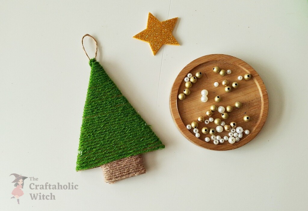 Yarn Wrapped Tree Steps 8 - Easy Yarn Wrapped Christmas Tree Ornament for Kids (Free Template)