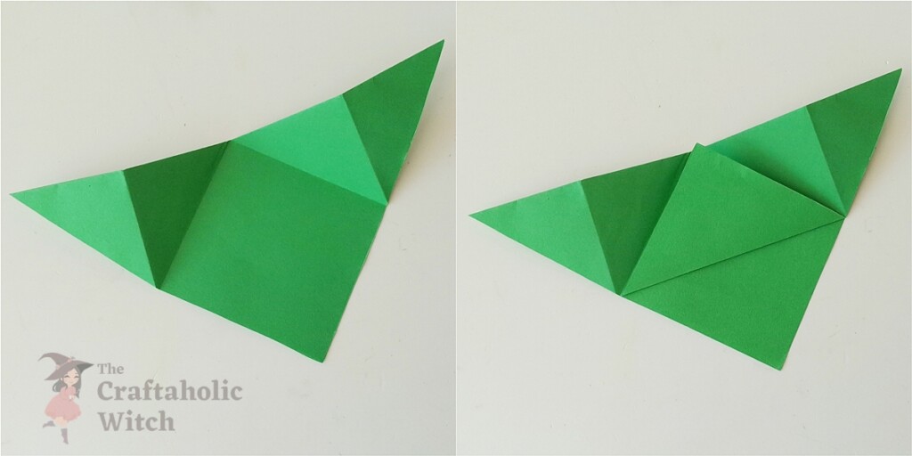 Xmas Tree BM Steps 4 - 4 Easy Origami Christmas Bookmarks for Kids (Free Template + Video)