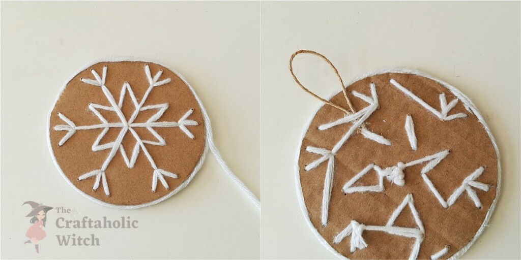 Easy Cardboard Snowflake Ornament for Kids (Free Template + Video Tutorial) 7 Cardboard Snowflake Ornament Steps 6 - Easy Cardboard Snowflake Ornament for Kids (Free Template + Video Tutorial)